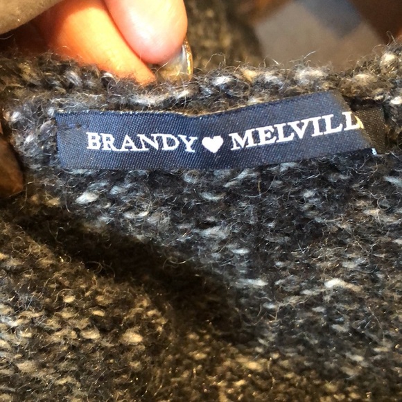 Brandy Melville heathered charcoal hooded cardigan pockets no buttons L/XL - Picture 7 of 7
